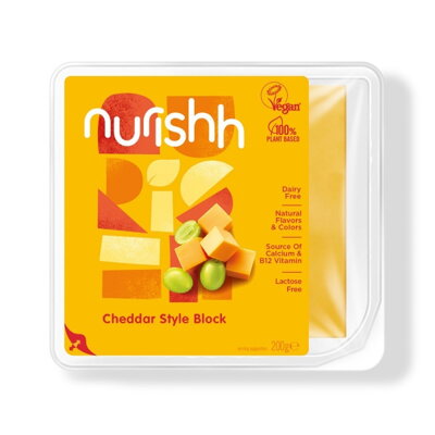 Vegan Syr Cheddar Block Nurishh 200 g