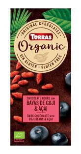 Čoko Goji Acai Horká Bezlepku Organic Torras 100 g