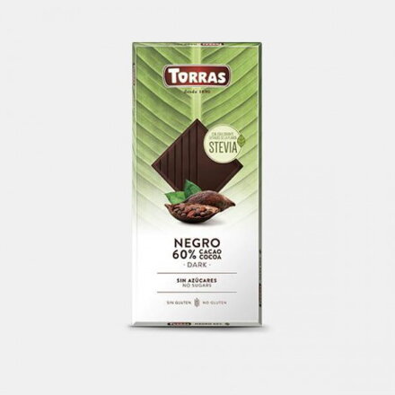 Čoko Horká Stevia Bezlepku 60 % Torras 100 g