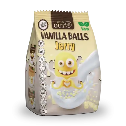 Raňajkové Guľôčky Vanilka Bezlepku Jerry 375 g  