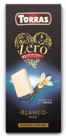 Čokoláda Biela Vanilka Zero Torras 100 g
