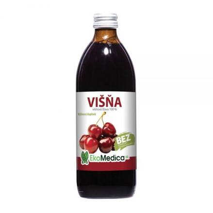 Šťava Višňa 100 % EkoMedica 500 ml